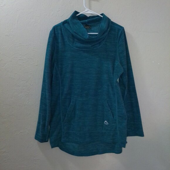 K-Way Technical Design Women’s Cowl Neck Pullover Teal Heather – Size Large - Picture 1 of 3